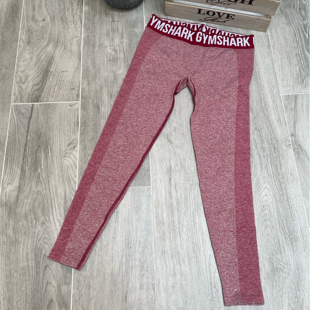 Gymshark Fit Seamless Leggings Red Marl High Waist Logo Medium EUC